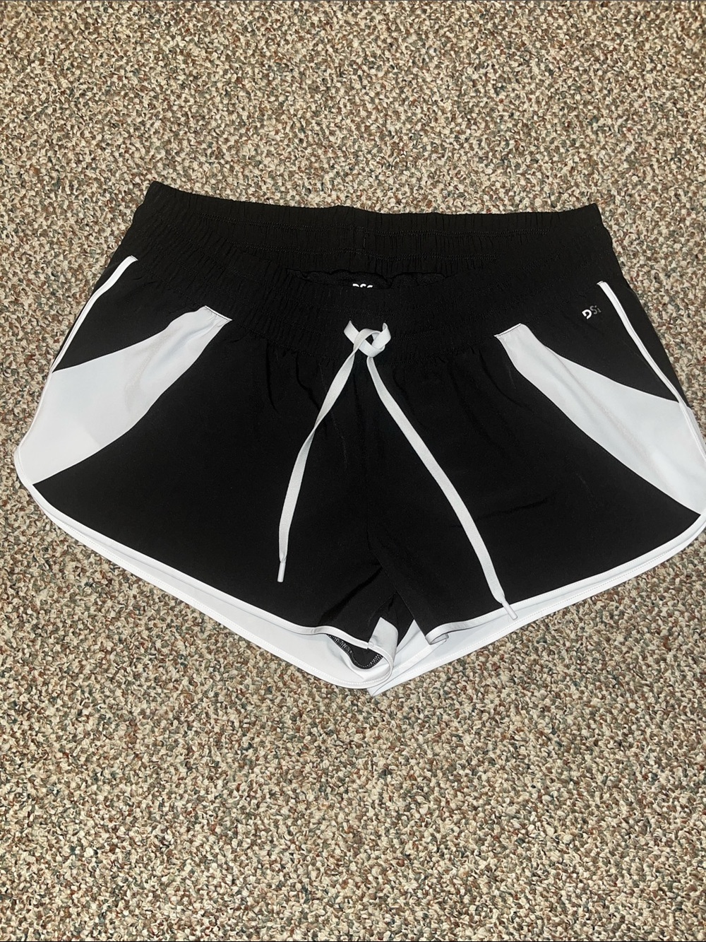 DSG Black and White Sport Shorts with Drawstring